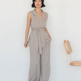Elongate Elastic Pants in Taupe - Esse - XS - Regular -
