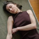 Knit Bateau Neckline Dress - Esse - Mocha (Pre - order) - XS -