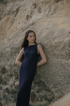 Knit Bateau Neckline Dress - Esse-Warm Sand-XS-