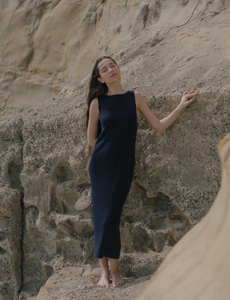 Knit Bateau Neckline Dress - Esse-Warm Sand-XS-