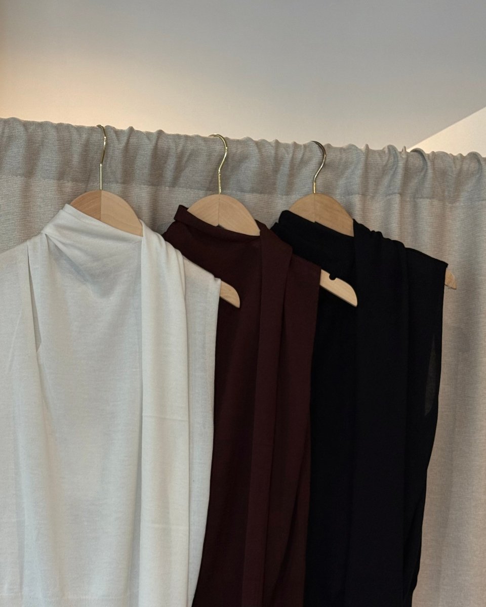 Knit Scarf Blouse - Esse - Black - XS -