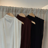 Knit Scarf Blouse - Esse - Black - XS -