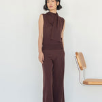 Knit Scarf Blouse - Esse - XS - Black -