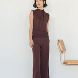 Knit Scarf Blouse - Esse - XS - Black -