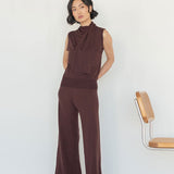 Knit Scarf Blouse - Esse - XS - Black -