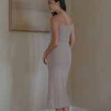 Knit Spaghetti Dress - Esse-Warm Sand-XS-