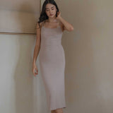 Knit Spaghetti Dress - Esse-Warm Sand-XS-