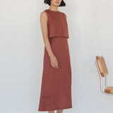 Linen Open Back Dress (Launching in Drop II) - Esse - Terracotta - XXS -