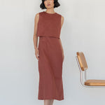 Linen Open Back Dress (Launching in Drop II) - Esse - Terracotta - XXS -