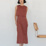 Linen Open Back Dress (Launching in Drop II) - Esse - Terracotta - XXS -