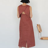 Linen Open Back Dress (Launching in Drop II) - Esse - Terracotta - XXS -