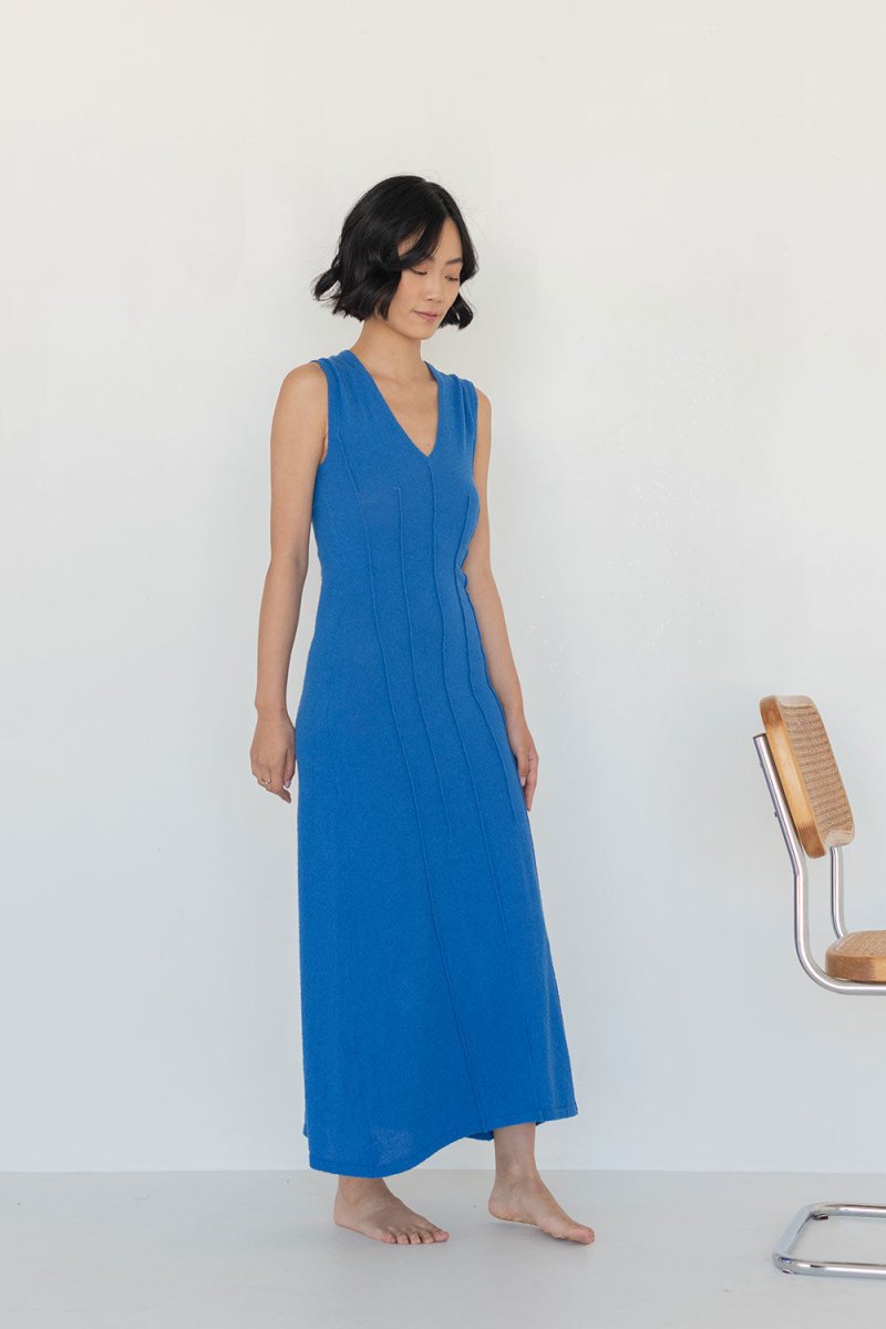 Maxi Dress with Darts - Esse - Electric Blue - S -