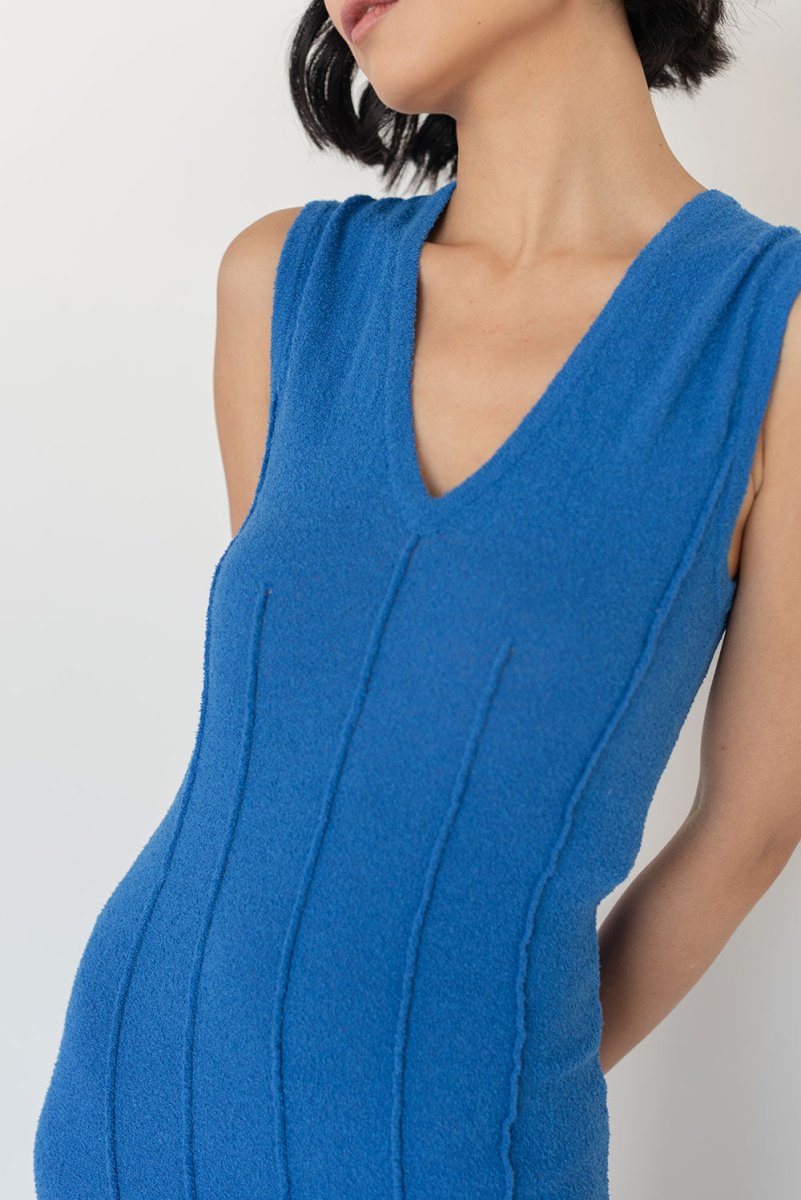 Maxi Dress with Darts - Esse - Electric Blue - S -