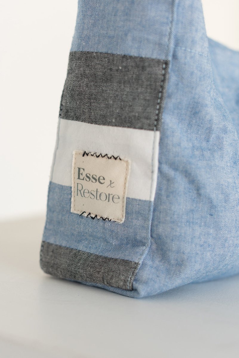 Mini Striped Denim Satchel - Esse - Denim -