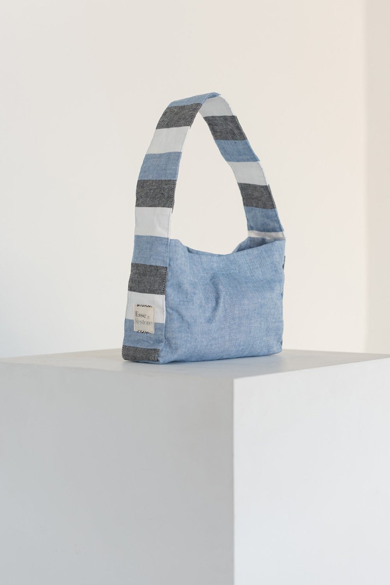 Mini Striped Denim Satchel - Esse - Denim -