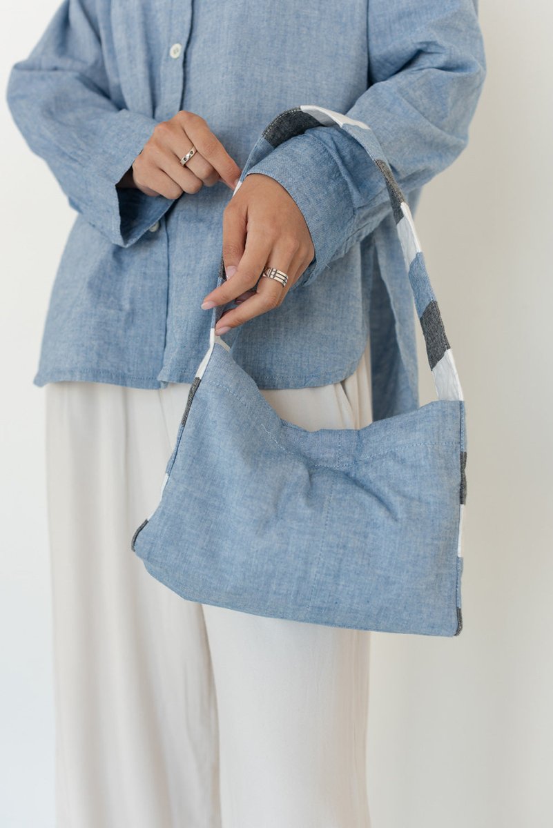 Mini Striped Denim Satchel - Esse - Denim -