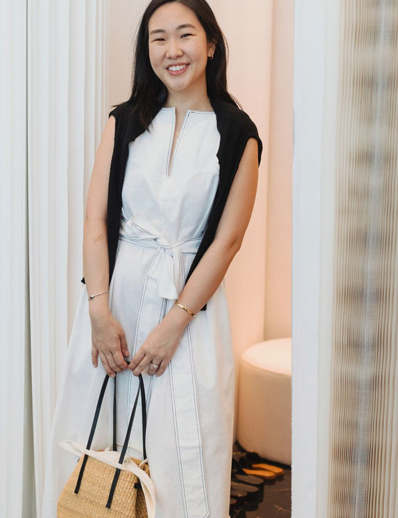 Organic Cotton Maxi Dress in White Denim - Esse - White Denim - XS -