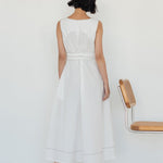 Organic Cotton Maxi Dress in White Denim - Esse - XS -