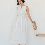 Organic Cotton Maxi Dress in White Denim - Esse - XS -