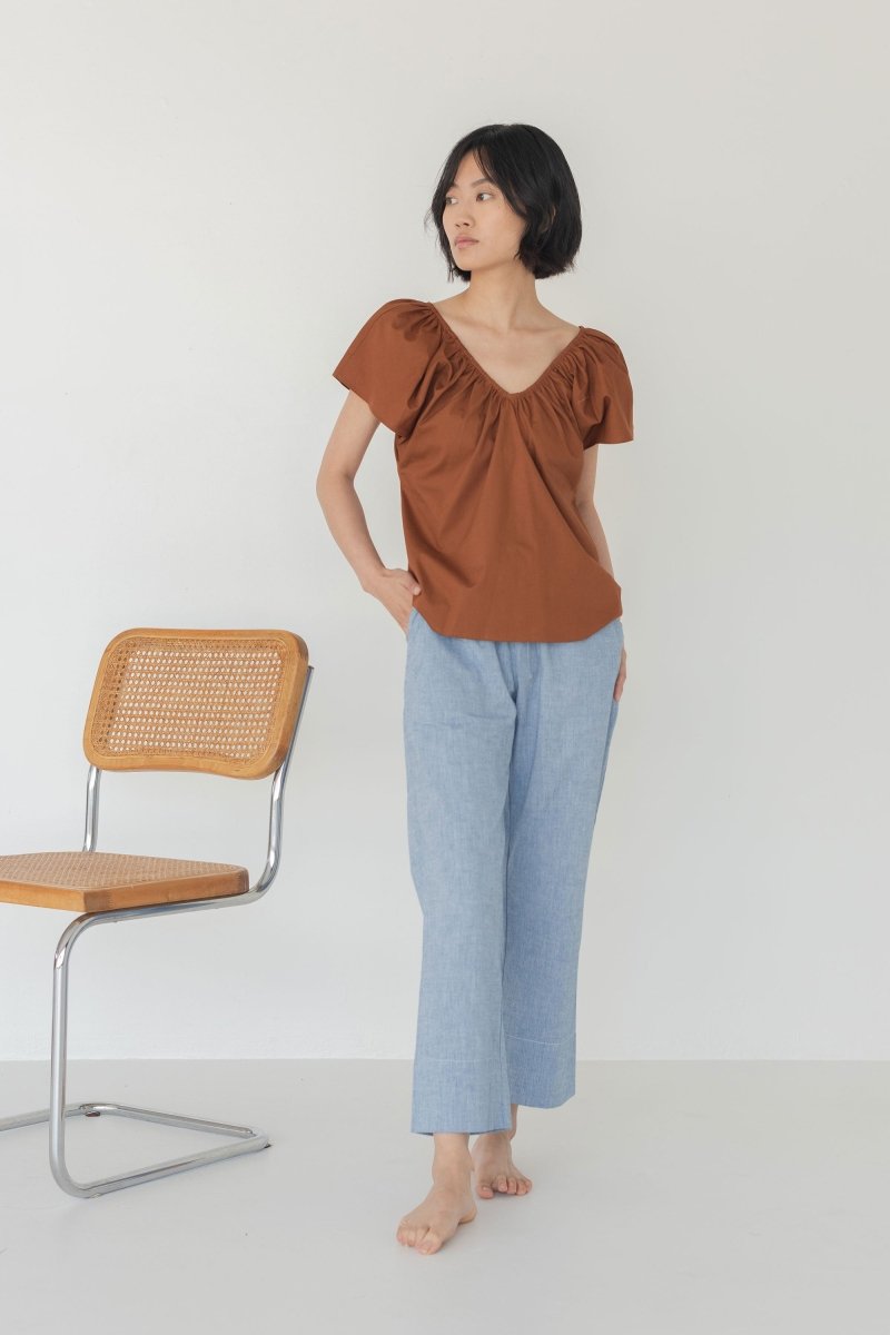 Relaxed Drawstring Capri in Denim - Esse - XXS -