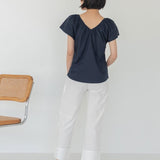 Relaxed Drawstring Capri in White Denim - Esse - XXS -