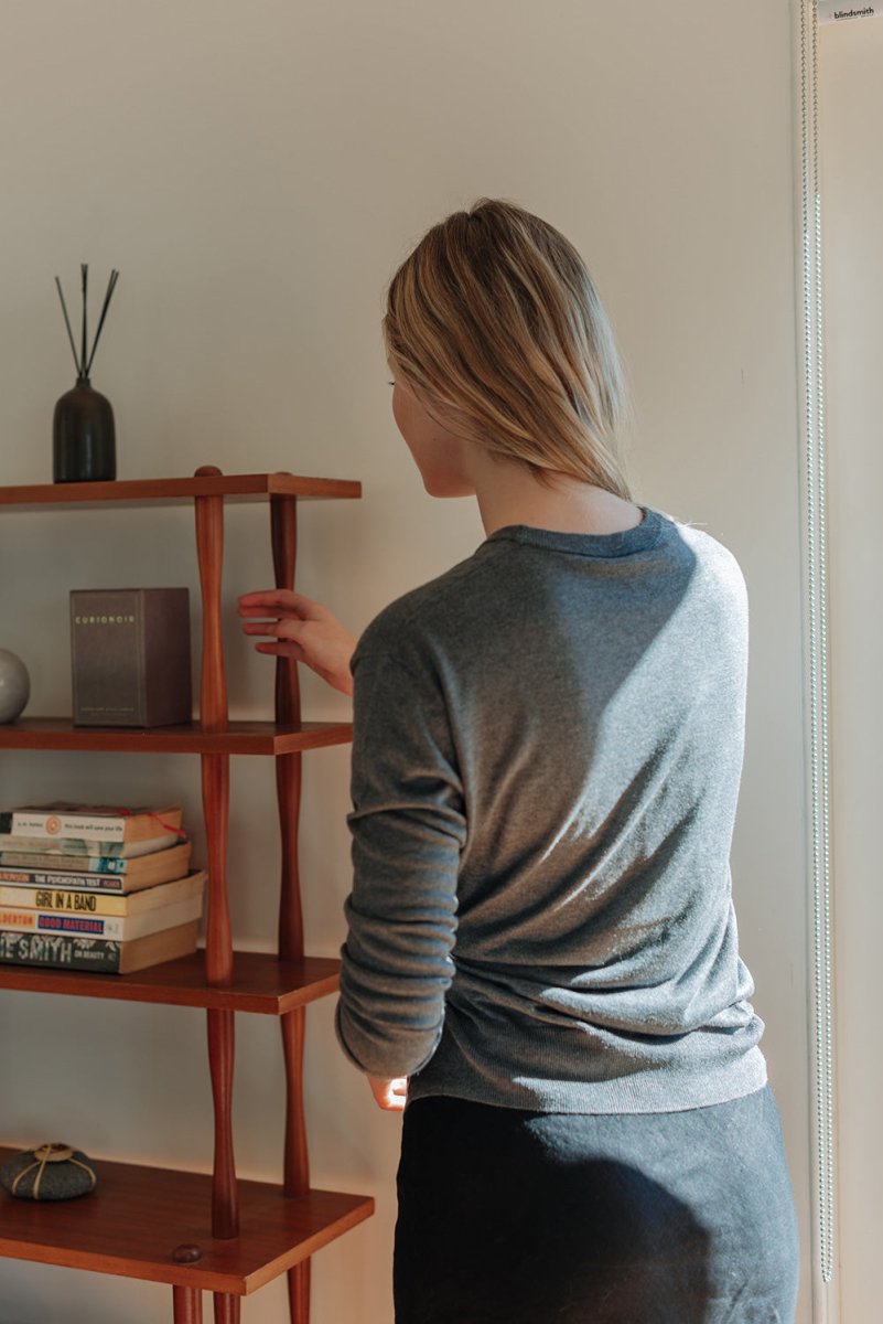 Silk Cashmere Asymmetrical Cardigan - Esse - S - Black -