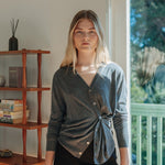 Silk Cashmere Asymmetrical Cardigan - Esse - S - Black -