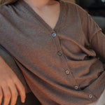 Silk Cashmere Asymmetrical Cardigan - Esse - S - Black -