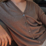 Silk Cashmere Asymmetrical Cardigan - Esse - S - Black -