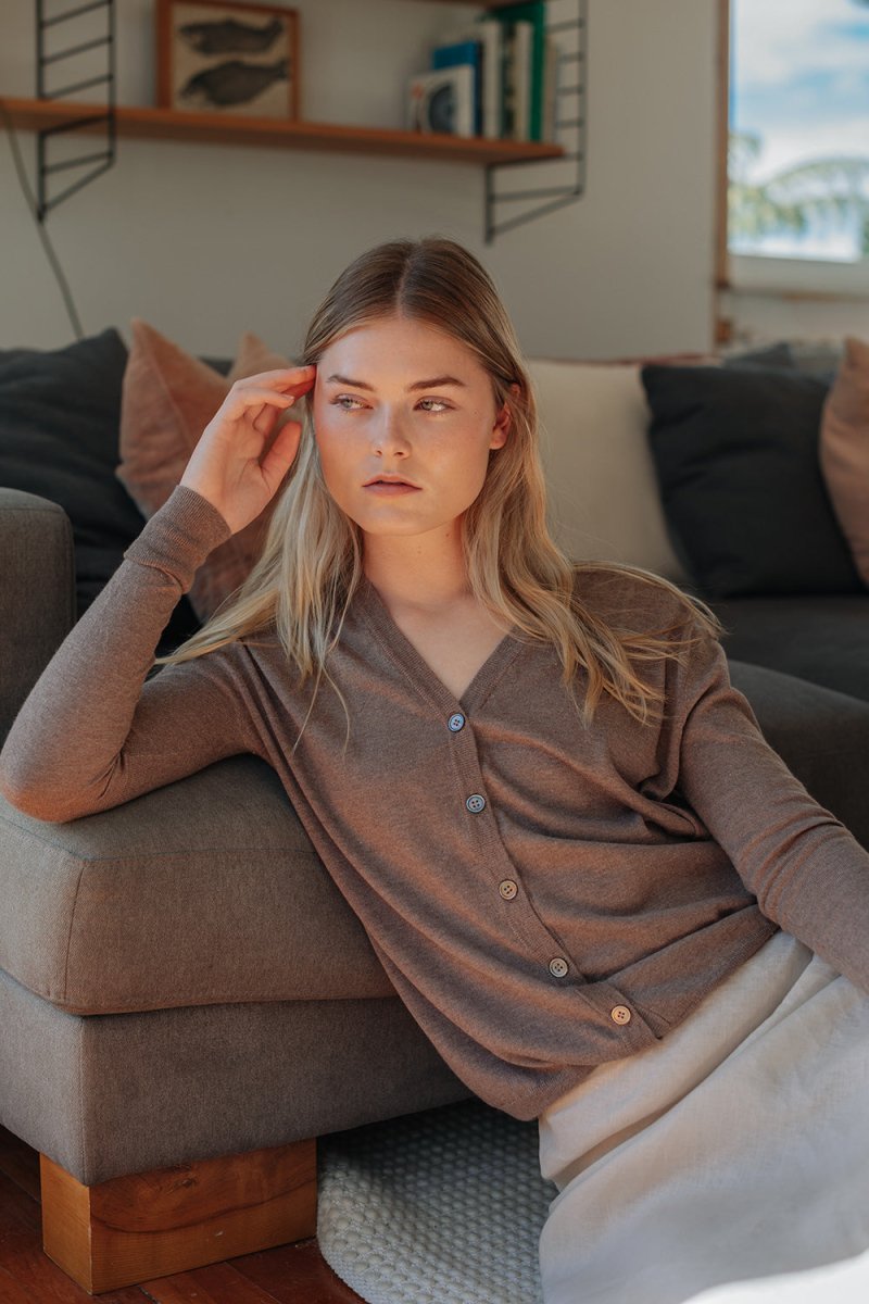 Silk Cashmere Asymmetrical Cardigan - Esse - S - Black -