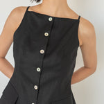 Tailored Waistcoat in Linen - Esse - Chalk - XXS -