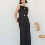 Tailored Waistcoat in Linen - Esse - Chalk - XXS -