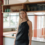 Twist and Turn Toga Dress in Linen - Esse - Black - XS -