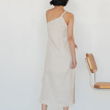 Twist and Turn Toga Dress in Linen (Launching in Drop II) - Esse - Chalk - XS -