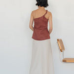 Twist and Turn Toga Top in Linen - Esse - Terracotta - XS -