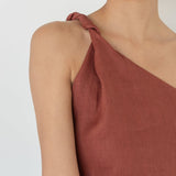 Twist and Turn Toga Top in Linen - Esse - Terracotta - XS -