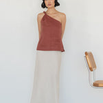 Twist and Turn Toga Top in Linen - Esse - Terracotta - XS -