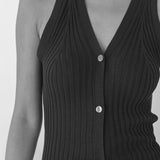 V - Neck Knit Vest in Black - Esse - S -