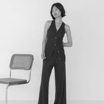 V - Neck Knit Vest in Black - Esse - S -