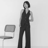 V - Neck Knit Vest in Black - Esse - S -