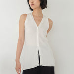 V - Neck Knit Vest in White - Esse - S -