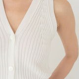 V - Neck Knit Vest in White - Esse - S -