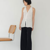 V - Neck Knit Vest in White - Esse - S -