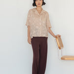 Wide Lapel Shirt in Floral Appliqué - Esse - Blush (Preorder) - XS -