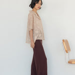 Wide Lapel Shirt in Floral Appliqué - Esse - White - XS -