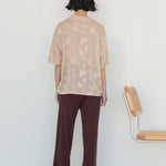 Wide Lapel Shirt in Floral Appliqué - Esse - White - XS -