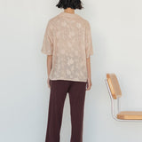 Wide Lapel Shirt in Floral Appliqué - Esse - White - XS -