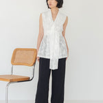 Wrap Vest in Floral Appliqué - Esse - Black - XXS -