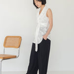 Wrap Vest in Floral Appliqué - Esse - Black - XXS -