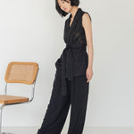 Wrap Vest in Floral Appliqué - Esse - Black - XXS -